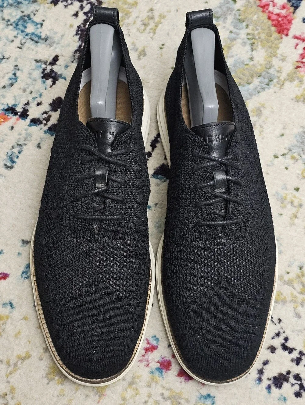 Cole Haan Mens 9.5 M Original Grand Knit Wingtip II Black Ivory Shoes C27959